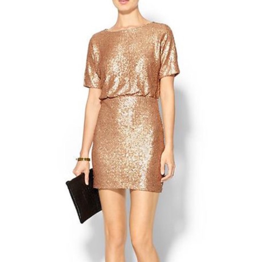 Gold sequin cocktail dress
